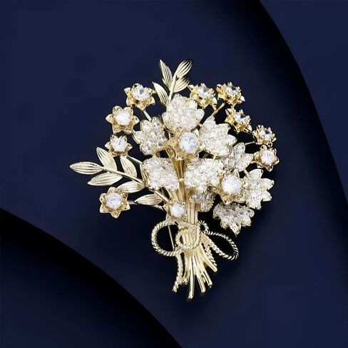 Money Tree Brooch Gold Elegant Nature Brooch for Women with Diamonds for Valentine's Day, Wedding, or Daily Wear Fashion Accessory in Saudi Arabia