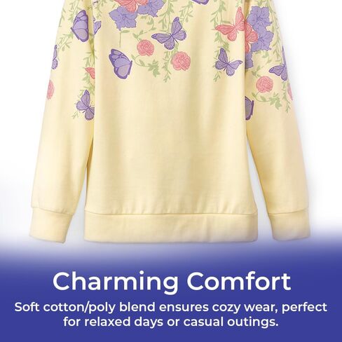 SAGEFINDS Pastel Butterfly Sweatshirt for Women – Floral Graphic Print Crewneck Pullover, Long Sleeve Casual Sweater Shirt in Saudi Arabia