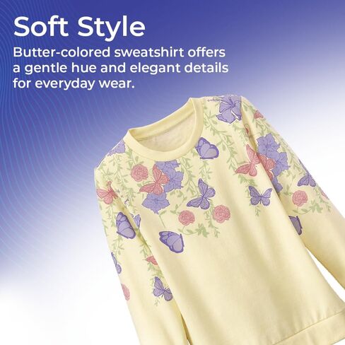 SAGEFINDS Pastel Butterfly Sweatshirt for Women – Floral Graphic Print Crewneck Pullover, Long Sleeve Casual Sweater Shirt in Saudi Arabia