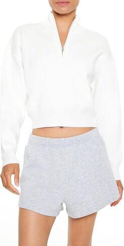 Forever 21 Women's Cropped Half-zip Pullover in Saudi Arabia