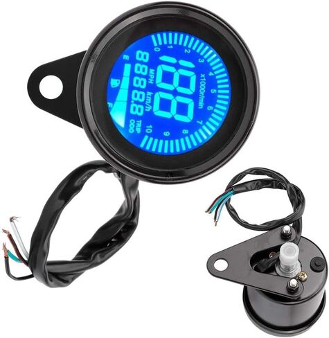 Unifizz Black Motorcycle LCD Meter Universal DC 12V Tachometer Gauge Odometer Speedometer for Motorcycle 0-199km/h in Saudi Arabia