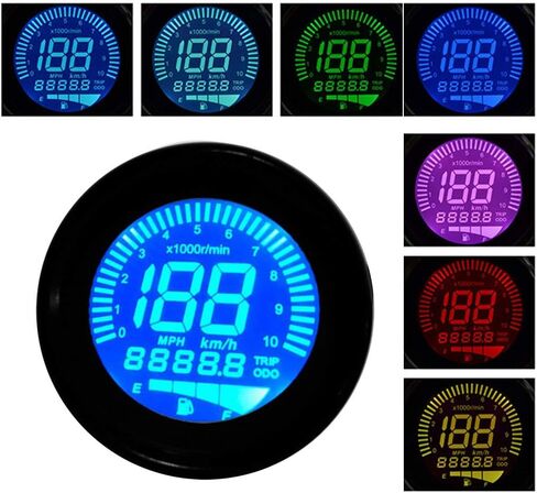 Unifizz Black Motorcycle LCD Meter Universal DC 12V Tachometer Gauge Odometer Speedometer for Motorcycle 0-199km/h in Saudi Arabia