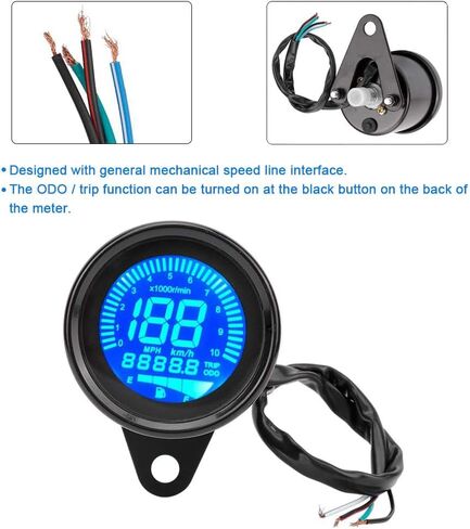 Unifizz Black Motorcycle LCD Meter Universal DC 12V Tachometer Gauge Odometer Speedometer for Motorcycle 0-199km/h in Saudi Arabia