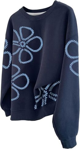 Sweatshirts Floral Graphic for Womens Crew Neck Long Sleeve Tops Fall Winter Hoodies Y2k Trendy Clothes in Saudi Arabia