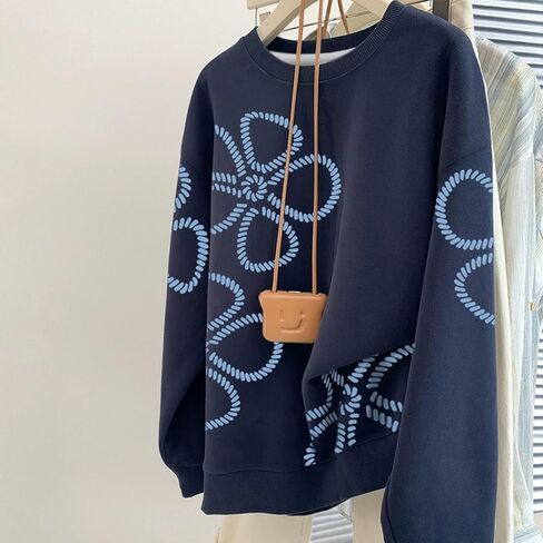 Sweatshirts Floral Graphic for Womens Crew Neck Long Sleeve Tops Fall Winter Hoodies Y2k Trendy Clothes in Saudi Arabia