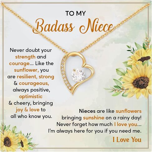 To My Badass Niece Necklace With Forever Love Jewelry, Unique Gift For Women On Graduation Or Birthday, With Meaningful Message Card & Standard/Luxury From Loving Aunt & Uncle in Kuwait