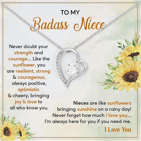 To My Badass Niece Necklace With Forever Love Jewelry, Unique Gift For Women On Graduation Or Birthday, With Meaningful Message Card & Standard/Luxury From Loving Aunt & Uncle in Saudi Arabia