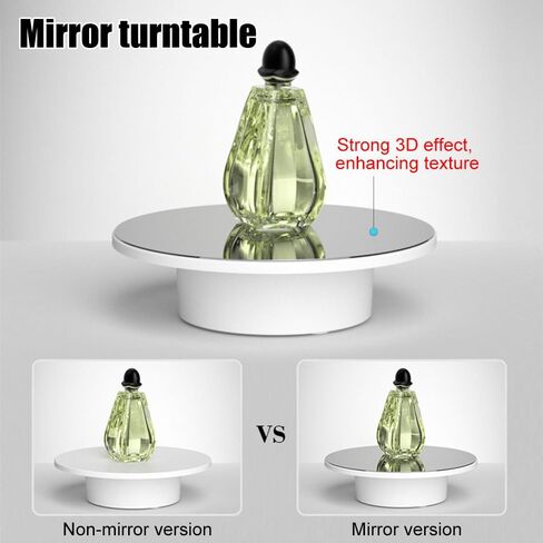 Rotating Display Stand, 360° Electric Turntable with RGB Gradient Lighting, Mirrored Spinning Stand for Photography Crafts Jewelry Collectible Display in Saudi Arabia