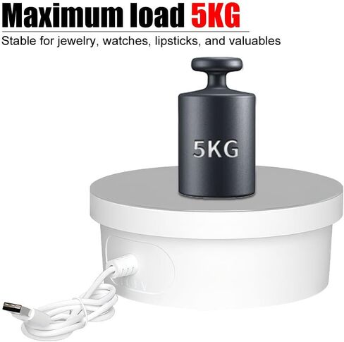 Rotating Display Stand, 360° Electric Turntable with RGB Gradient Lighting, Mirrored Spinning Stand for Photography Crafts Jewelry Collectible Display in Saudi Arabia