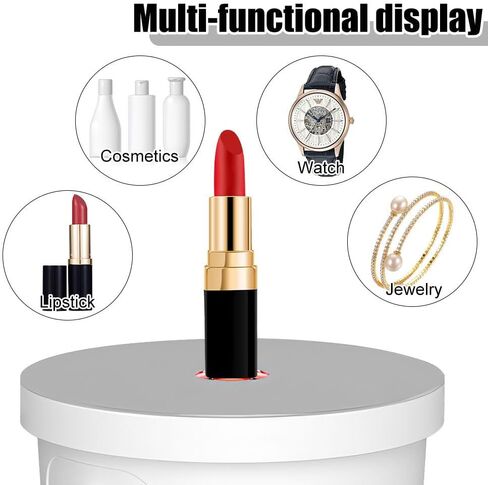 Rotating Display Stand, 360° Electric Turntable with RGB Gradient Lighting, Mirrored Spinning Stand for Photography Crafts Jewelry Collectible Display in Saudi Arabia