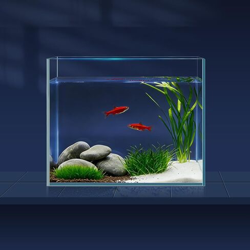LAQUAL 2 Gallon Glass Fish Bowl with Decor, Include Fluorescent Stones & Colorful Plastic Trees, High White Glass for Clear View, Small Fish Bowl/Vase/Aquarium for Betta Fish/Goldfish, Nice Home Décor in Saudi Arabia