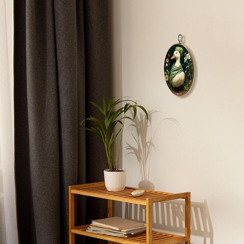 KSDUT Bathroom Goose Wall Art Decor - Retro Dark Green Botanical Wall Art Canvas Frame Hanging Prints, Vintage Cottage Core Toilet Goose Oval Artwork Decor for Home Bathroom Decorations 8.6"x11.4" in Kuwait