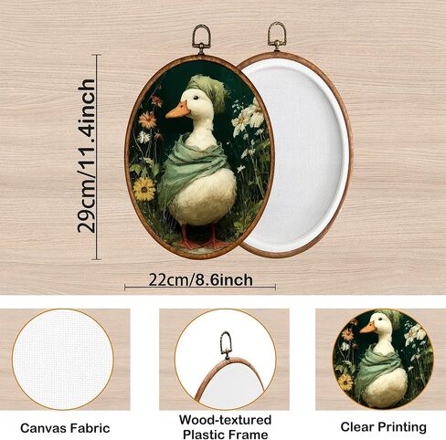 KSDUT Bathroom Goose Wall Art Decor - Retro Dark Green Botanical Wall Art Canvas Frame Hanging Prints, Vintage Cottage Core Toilet Goose Oval Artwork Decor for Home Bathroom Decorations 8.6"x11.4" in Kuwait