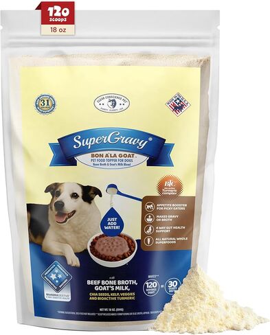 SuperGravy Bon A’ La Goat | Natural Dog Food Gravy Topper | Beef Bone Broth, Goat Milk for Dogs | Gluten Free & Grain Free, 14 Scoops, 01098, White in Kuwait