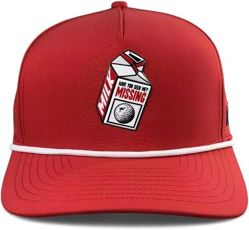 Logie Joe's Missing Milk Golf Hat | Snapback Cap | Built-in Magnetic Ball Marker Holder + Marker Included | Missing Golf Ball | Adjustable Red in Kuwait