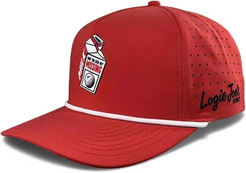 Logie Joe's Missing Milk Golf Hat | Snapback Cap | Built-in Magnetic Ball Marker Holder + Marker Included | Missing Golf Ball | Adjustable Red in Kuwait
