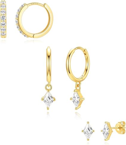 مجموعة أقراط دائرية ذهبية للنساء، حلق غضروف مطلي بالذهب عيار 14 قيراط، أقراط مضادة للحساسية، أقراط ذهبية صغيرة عصرية، مكدسات متعددة الثقب، أقراط هجيز للنساء in Kuwait