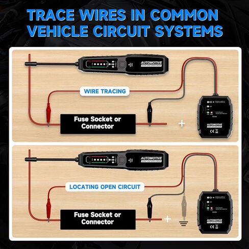 جهاز تتبع أسلاك VSTM، مكتشف كهربائي مفتوح وقصير للسيارات، جهاز اختبار الدائرة، مكتشف قاطع الدائرة، جهاز تتبع كابل مسبار الأعطال، أداة تشخيص الدائرة الكهربائية DC 6-42V (أسود) in Kuwait