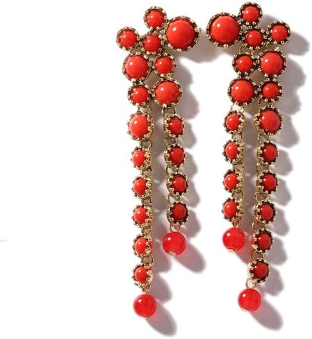 Round Circle Long Fringe Dangle Drop Earrings for Women Gold-Toned Vintage Birthstone Tassel Statement Charms Elegant Lightweight Birthday Holiday 50s 60s Jewelry in Saudi Arabia