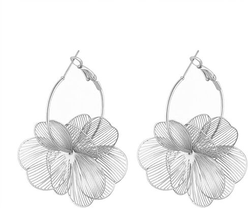 Flower Earrings for Women Gold Statement Earring Trendy Hoop Earring Floral Dangle Drop Earrings Big Chunky Jewelry Gift in Saudi Arabia