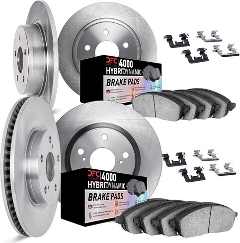 طقم فرامل شركة الاحتكاك الديناميكي لسيارة هيونداي سانتا في 2007-2009| طقم دوّارات ووسادات فرامل أمامية وخلفية 4000 HybriDynamic | الأجهزة متضمنة in Kuwait