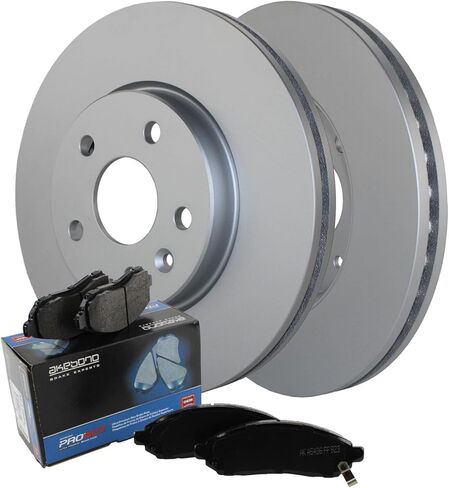 Coated Vented 276mm Disc Rotors and Akebono ProACT Ceramic Pad Set with Hardware and Acoustic Sensors Front Brake Kit For Chevrolet Bolt EUV Bolt EV Cruze Volt L LS LT Premier Diesel in Kuwait