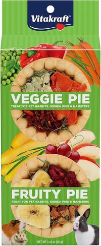 Vitakraft Veggie & Fruity Pie Treat for Pet Rabbits, Guinea Pigs, and Hamsters, 2 Pies,brown,24" x 50" in Kuwait