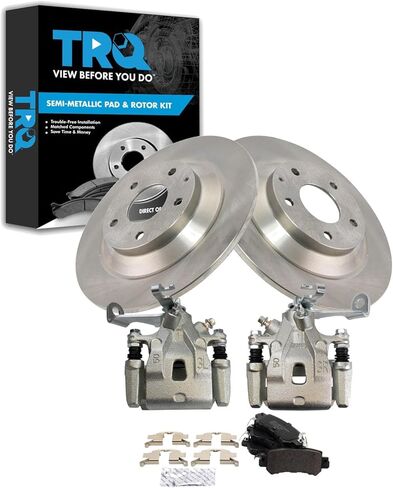 TRQ Rear Brake Pad and Rotor Set Semi Metallic Rotors Calipers Compatible with 2013-2015 Mazda CX-5 in Saudi Arabia