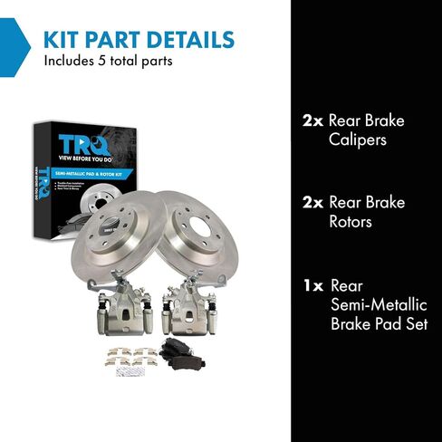 TRQ Rear Brake Pad and Rotor Set Semi Metallic Rotors Calipers Compatible with 2013-2015 Mazda CX-5 in Saudi Arabia
