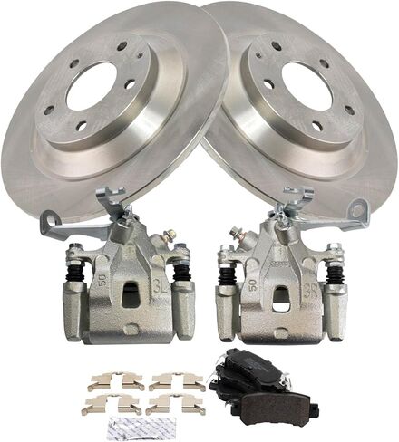 TRQ Rear Brake Pad and Rotor Set Semi Metallic Rotors Calipers Compatible with 2013-2015 Mazda CX-5 in Saudi Arabia