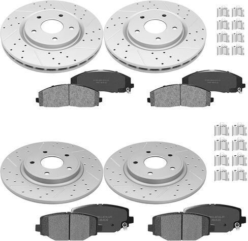 Front Rear Brake Disc Rotors & Ceramic Brake Pads Kit Fit for Chrysler Town & Country 2012-2016, Dodge Grand Caravan, Journey 2012-2020, Ram C/V 2012-2015, Volkswagen Routan 2012 2014 in Kuwait