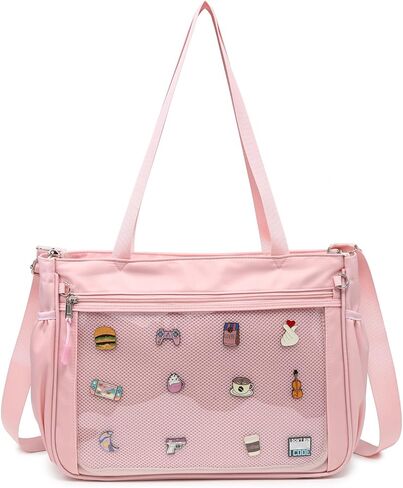 حقيبة توت إيتا مع جيب عرض دبوس، حقيبة كتف من النايلون لهواة جمع الدبابيس in Kuwait