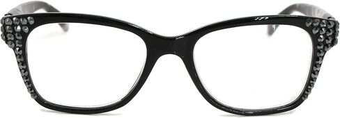 Madison Square, Bling Women Reading Glasses w Genuine European Crystals. Tortoise shell and Grey, Aquamarine or Black. NY Fifth Avenue. (Wide Frame) in Kuwait