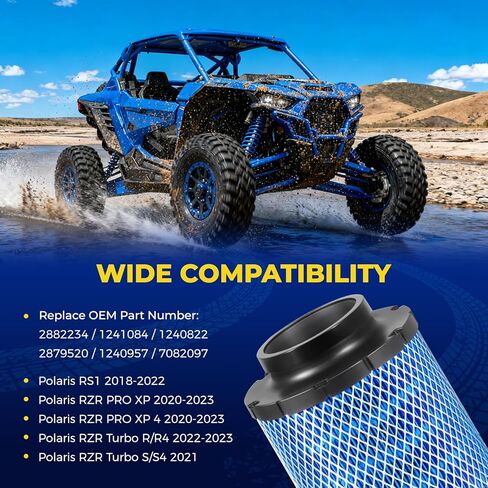 Philtop Powersports Air Filter, Replacement polaris air filter 1241084 for Compatible with Polaris RZR 1000 XP Mesh XP4/Turbo S/R/Pro XP/RS1 2014-2023 Premium polaris air filter, Pack of 2 in Kuwait