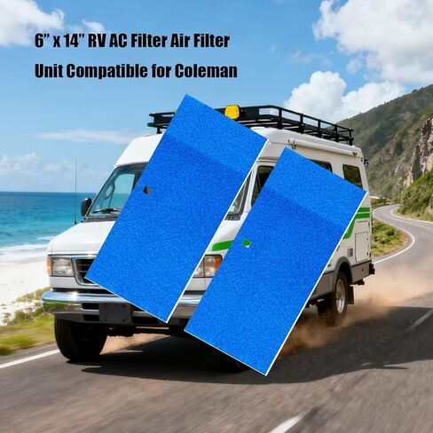 عبوتان من مرشحات الهواء مقاس 6 × 14 بوصة RV وحدات تهوية شبكية مناسبة لمكيفات الهواء Coleman Mach مناسبة لمرشح RV MERV 6 وحدة تيار متردد قابلة لإعادة الاستخدام وقابلة للغسل مع فتحة مربعة مركزية in Kuwait