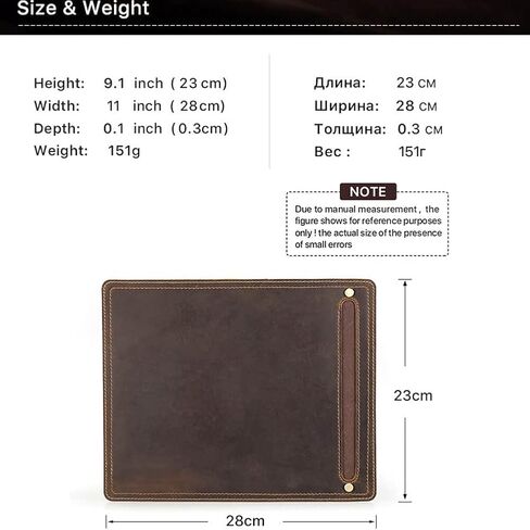 Hiram Handmade Crazy Horse Cowhide Mouse Pad, Italian Genuine Leather Mouse Pad for Home or Office Desktop in Kuwait