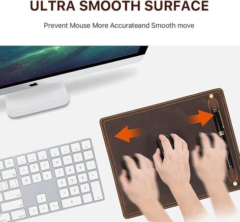 Hiram Handmade Crazy Horse Cowhide Mouse Pad, Italian Genuine Leather Mouse Pad for Home or Office Desktop in Kuwait