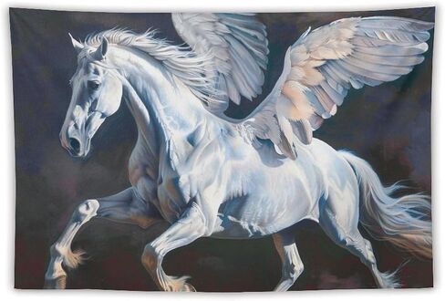QEOPGNE جدار نسيج جدار الفن مهيب بيغاسوس الحصان الأبيض الحيوانات الخيال نسيج لغرفة النوم غرفة المعيشة ديكور للرجال والنساء المفروشات الجدار شنقا ديكور 60 "× 90" in Kuwait