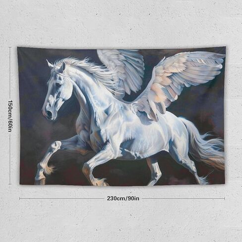 QEOPGNE جدار نسيج جدار الفن مهيب بيغاسوس الحصان الأبيض الحيوانات الخيال نسيج لغرفة النوم غرفة المعيشة ديكور للرجال والنساء المفروشات الجدار شنقا ديكور 60 "× 90" in Kuwait