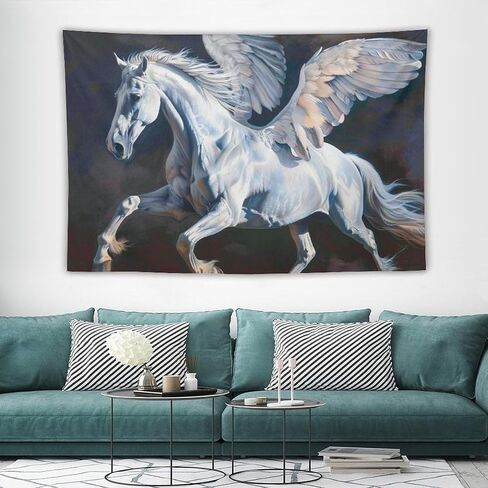 QEOPGNE جدار نسيج جدار الفن مهيب بيغاسوس الحصان الأبيض الحيوانات الخيال نسيج لغرفة النوم غرفة المعيشة ديكور للرجال والنساء المفروشات الجدار شنقا ديكور 60 "× 90" in Kuwait