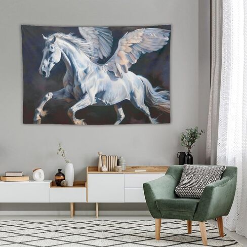 QEOPGNE جدار نسيج جدار الفن مهيب بيغاسوس الحصان الأبيض الحيوانات الخيال نسيج لغرفة النوم غرفة المعيشة ديكور للرجال والنساء المفروشات الجدار شنقا ديكور 60 "× 90" in Kuwait