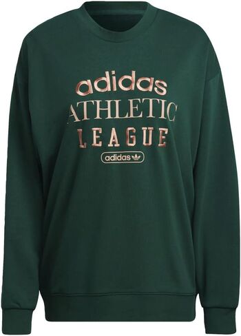adidas Women's Retro Luxury Athletic League Crew Pullover Sweater, Green in Saudi Arabia