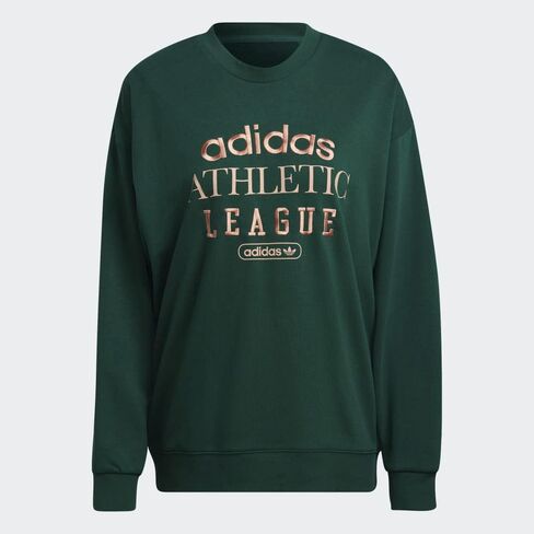 adidas Women's Retro Luxury Athletic League Crew Pullover Sweater, Green in Saudi Arabia