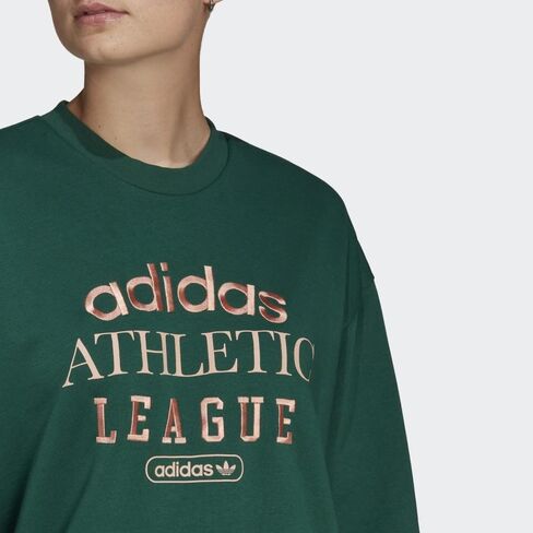 adidas Women's Retro Luxury Athletic League Crew Pullover Sweater, Green in Saudi Arabia
