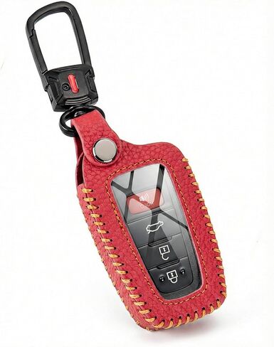Genuine Leather Key Fob Cover for Toyota Rav4 Highlander Camry Avalon 4Runner Corolla Prius 2018 - 2024 Car Key Case Holder with Keychain -Gray in Saudi Arabia
