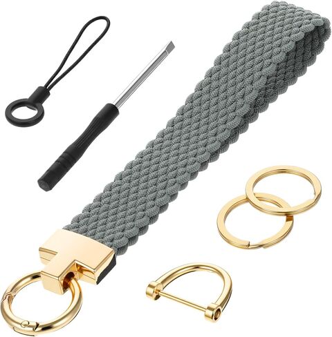 cobee Keychain Wristlet, Braided Keychain with Wrist Strap Woven Wrist Lanyard with 1 Keyring 1 D-ring one Tool one Car Key Chain Holder for Women Men in Saudi Arabia