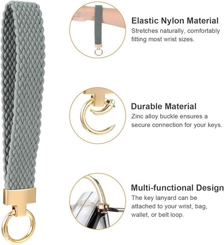 cobee Keychain Wristlet, Braided Keychain with Wrist Strap Woven Wrist Lanyard with 1 Keyring 1 D-ring one Tool one Car Key Chain Holder for Women Men in Saudi Arabia