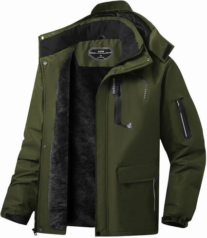 ASPO سترة تزلج شتوية للرجال دافئة مقاومة للماء معاطف الثلوج الصوف على الجليد سترات معزولة سترة واقية حرارية مع غطاء محرك السيارة in Kuwait