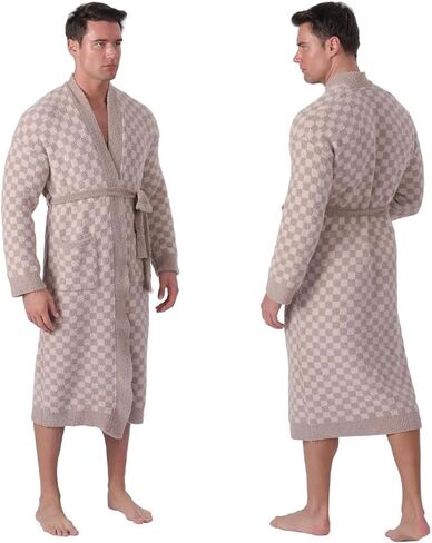 bearberry Cozy Robe Lightweight Soft Plush Robe Hoodless Sleepwear Nightgown with Pockets for Men in Saudi Arabia