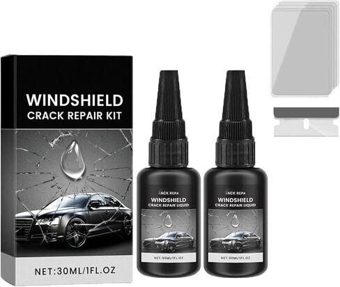 2PCS Windshield Crack Repair Kit, Formula Quick Fix with 30ml Glass Repair Liquid 2 Blade 10 Curing Films, Universal Cracks Gone Glass Repair Kit in Saudi Arabia